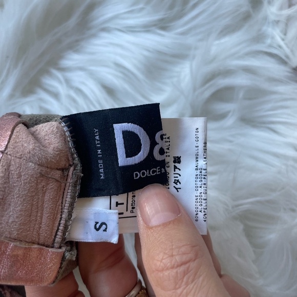 Vintage D&G gloves, metallic pink leather and army green! Omg - Picture 7 of 8